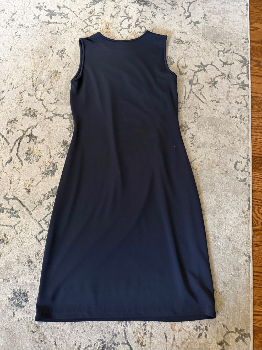 Ann Taylor Navy Sleeveless Midi Dress with Side Ruching - Picture 3 of 3